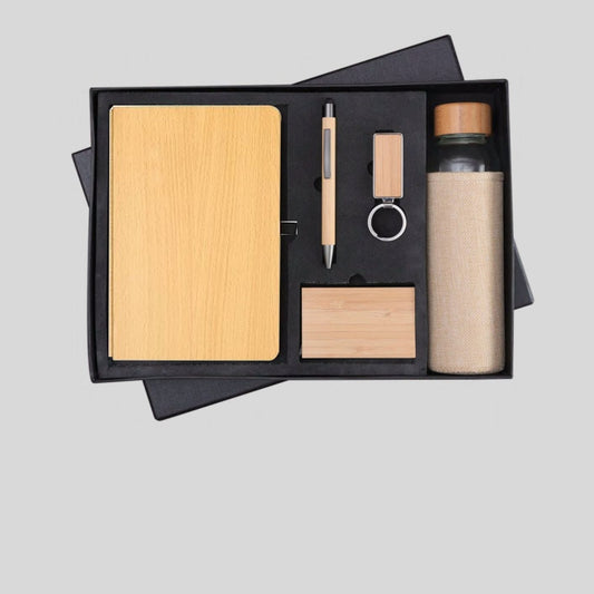 DK - 5 in 1 Wooden Diary Cardholder Bottle Pen Keychain Set DBKPC - 606