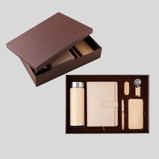 DK - 6 in 1 Wooden Diary Powerbank Bottle Pen Keychain Pendrive Set DPBPKP - 702