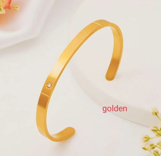 Custom Diamond Kada in Stainless Steel | Gold Matte Finish