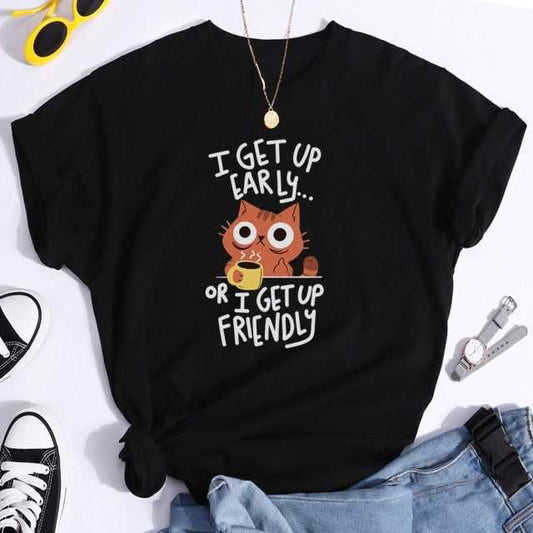 Our "Early or Friendly" t-shirt features a premium, high-definition print, showcasing our commitment to exceptional design and quality.