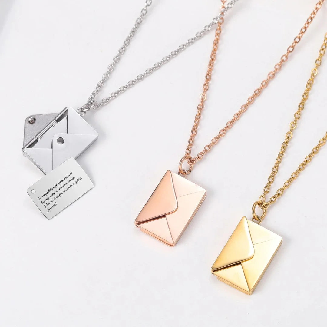 Customised Envelope Pendant | Premium Stainless Steel | Silver, Gold & Rosegold