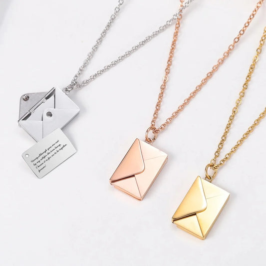 Customised Envelope Pendant | Premium Stainless Steel | Silver, Gold & Rosegold