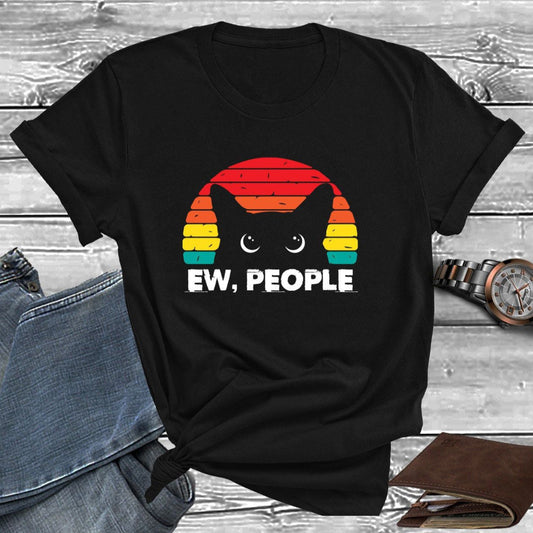 "Ew, People" t-shirt features a unique, high-quality print and offers a custom face option, highlighting our premium design and personalization capabilities.