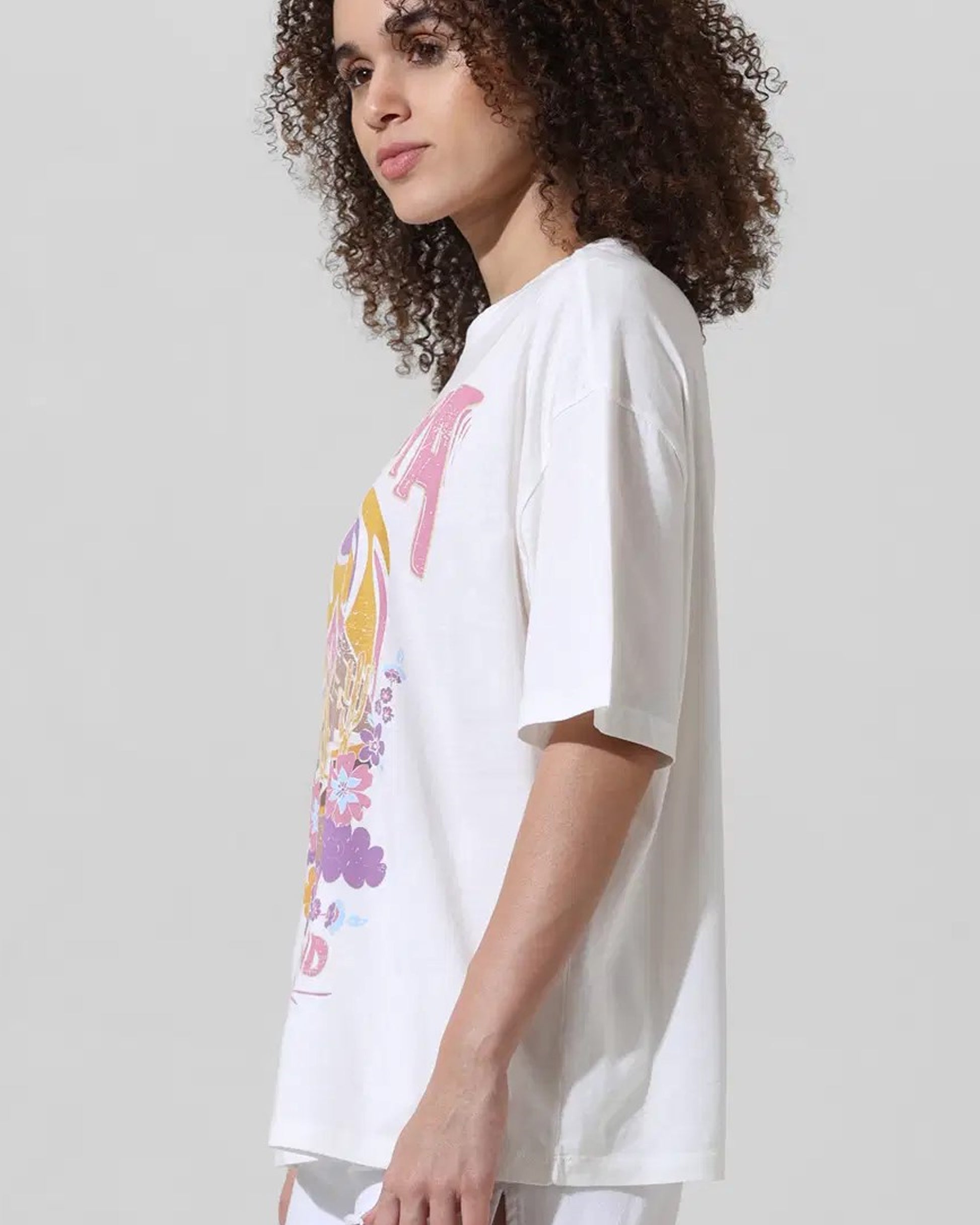 Female Printed White Oversize T-Shirt