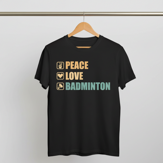 Peace Love Badminton Checkbox Graphic T-Shirt