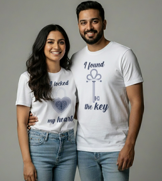 Heart Lock and Key matching couple T-shirts