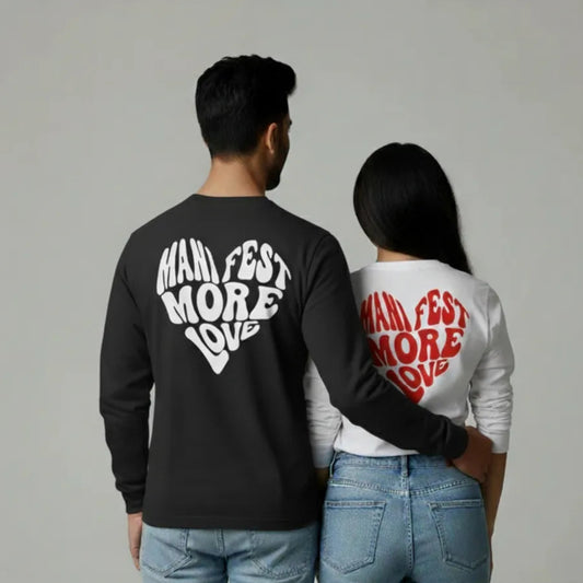 Manifest More Love Couple Long-Sleeve T-shirts | Matching Sweatshirts for Him & Her