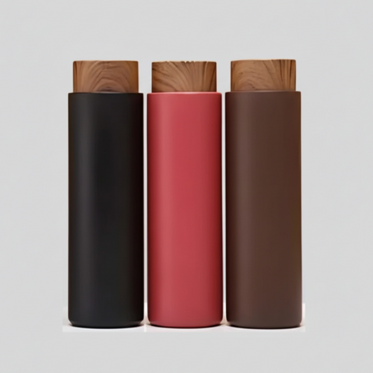 400 ML Matte Flask with Wooden Finish Cap – Stylish Customizable Gift Bottle DKGHA- 052