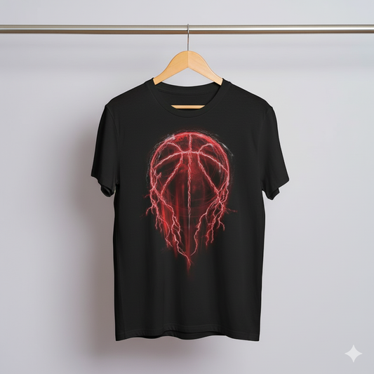 DivviK Electric Lightning Basketball Graphic T-Shirt | Dynamic Sports Fan Tee