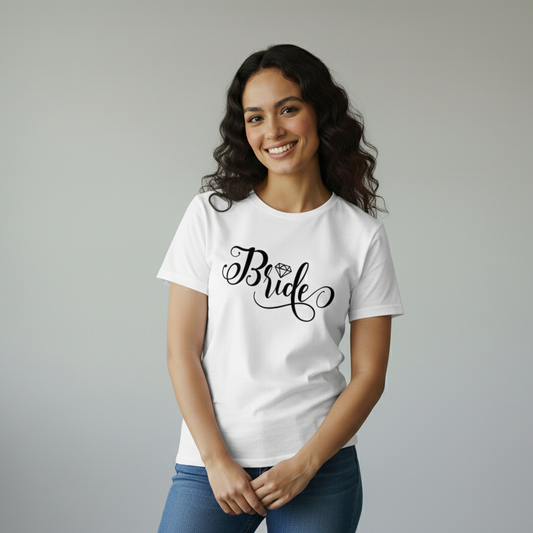 Bride Diamond Script T-Shirt: Elegant Bridal Shower T-Shirt Gift