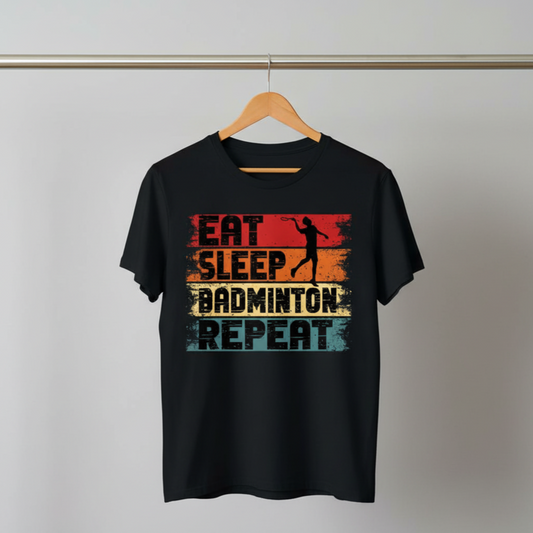 Eat Sleep Badminton Repeat Retro Sports T-Shirt