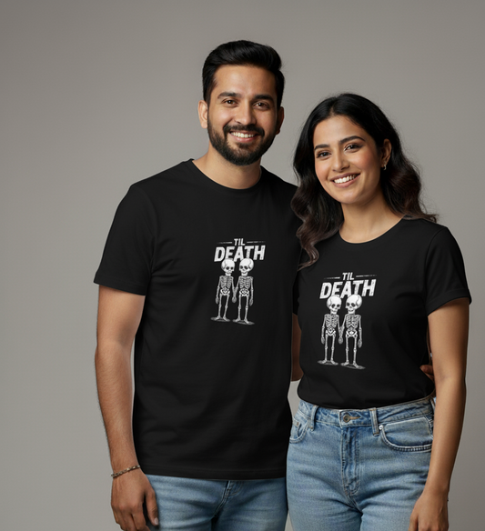 "TIL DEATH" Skeleton Matching Couple T-Shirts