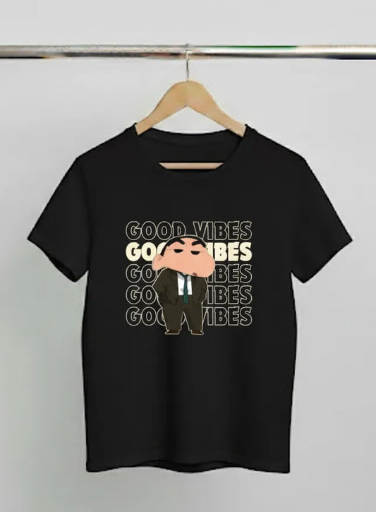 DivviK Shinchan "Good Vibes" Graphic T-Shirt | Funny Anime Fan Tee