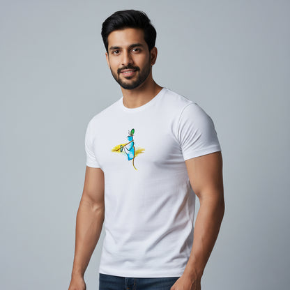 Krishna's Flute Strokes T-Shirt: Abstract Art Design