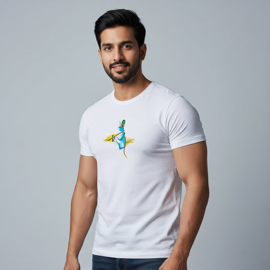 Krishna's Flute Strokes T-Shirt: Abstract Art Design