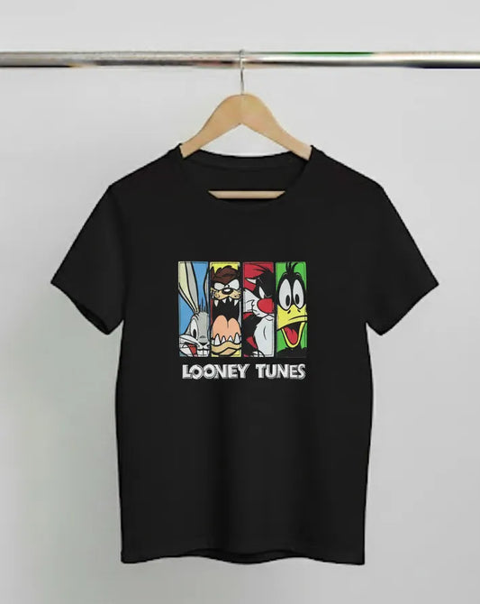 DivviK Looney Tunes Character Split Graphic T-Shirt | Classic Cartoon Fan Tee