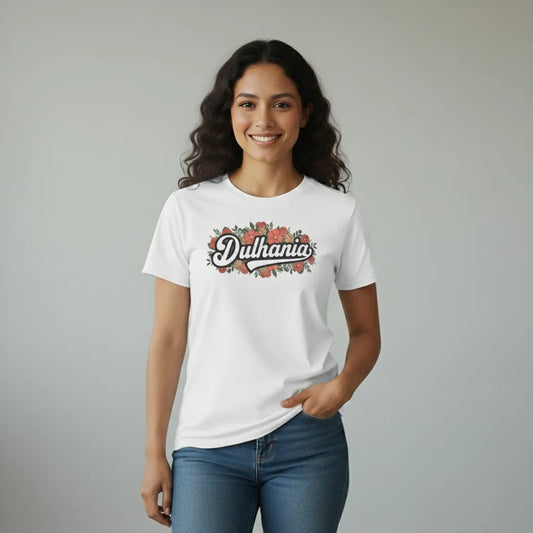 Floral Dulhania Script: Elegant Bride Celebration T-Shirt