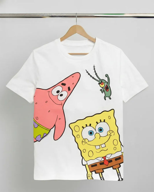 DivviK SpongeBob, Patrick & Plankton Graphic T-Shirt | Classic Nickelodeon Cartoon Tee