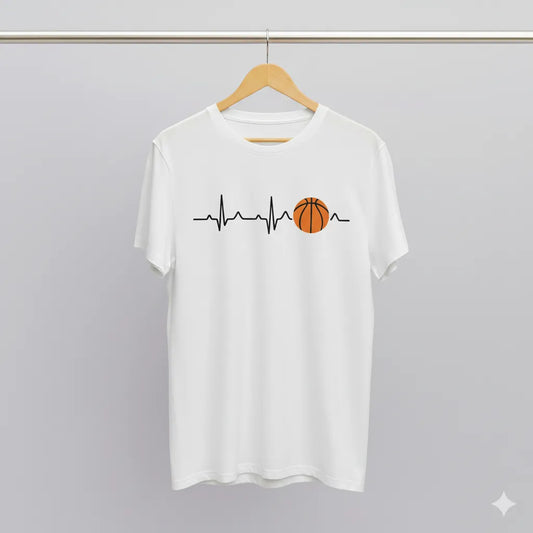 Sporty Heartbeat Pulse Line Design Basketball T-Shirt