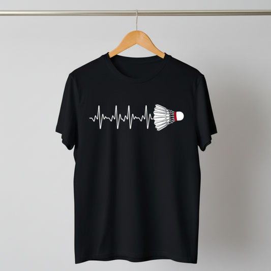 Badminton Heartbeat Shuttlecock Sports Design T-Shirt