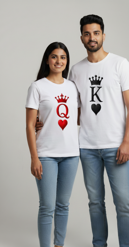 King and Queen matching couple T-shirts