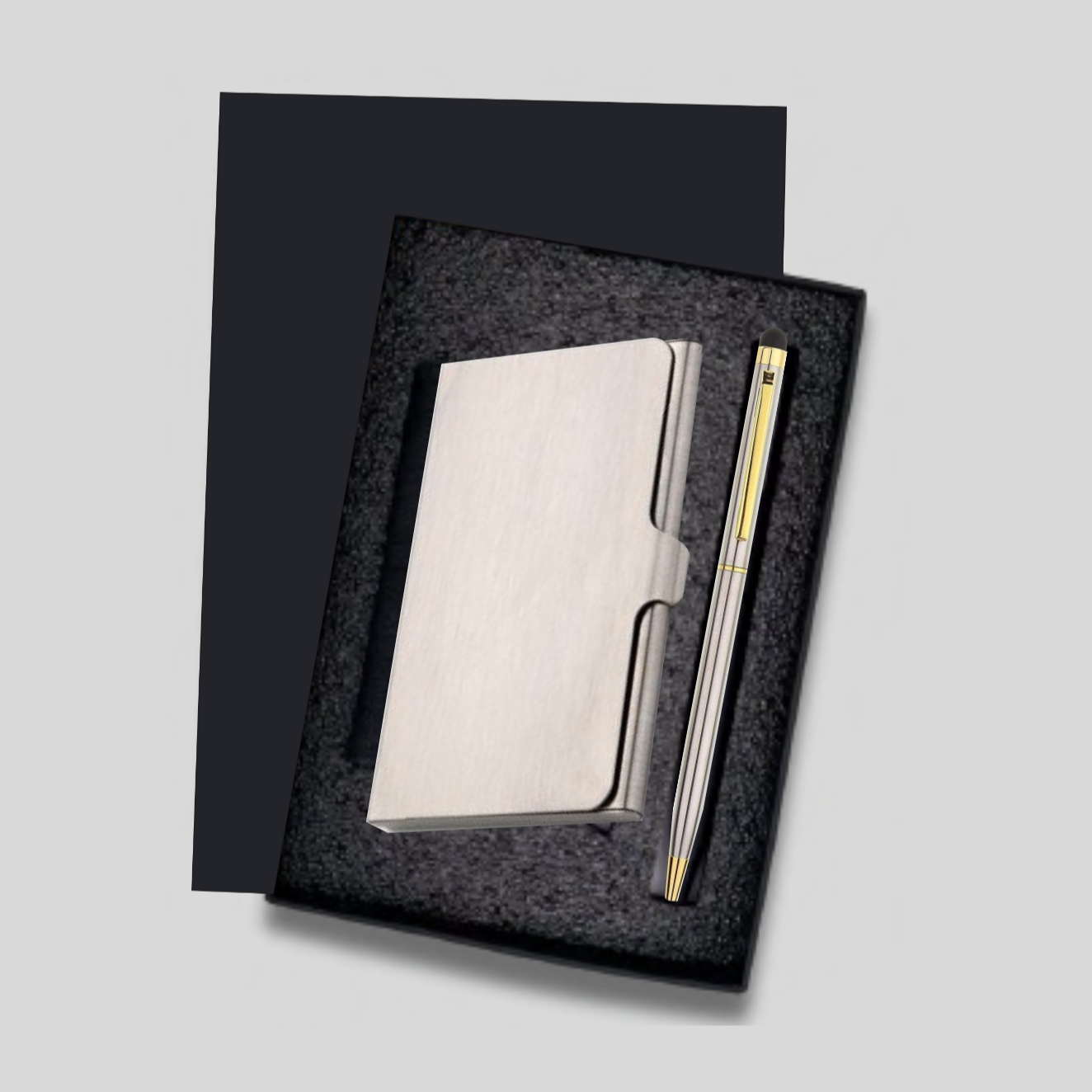 Metal Cardholder & Pen Gift Set -120 (Silver Finish)