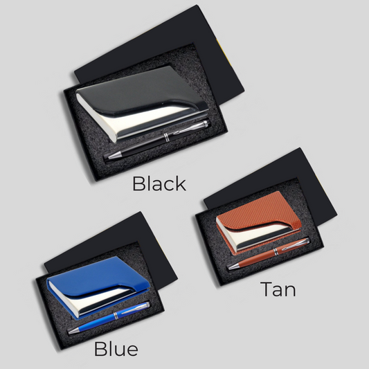 Sleek Metal Cardholder & Pen Gift Set -123