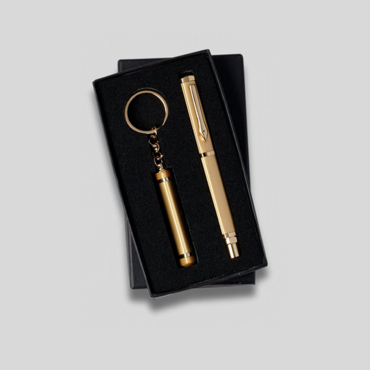 Elegant Metallic Gold DK Pen Keychain Gift Set – 109