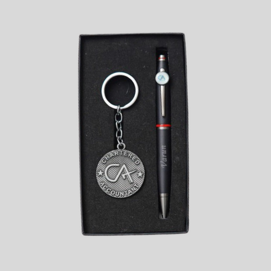 CA Gift Set with Metal Keychain & Premium Black Pen -115