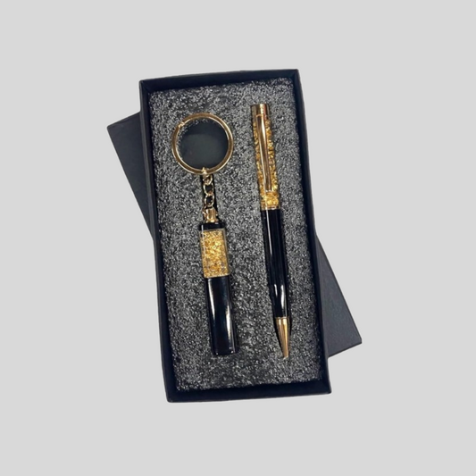 Jari Pen & Keychain Gift Set – Black & Gold -116