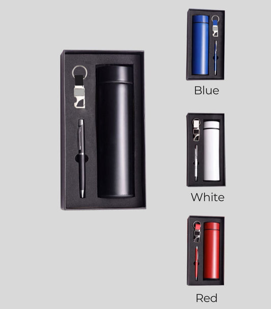 Bottle, Pen & Keychain Gift Set -132 – Elegant 3-in-1 Combo