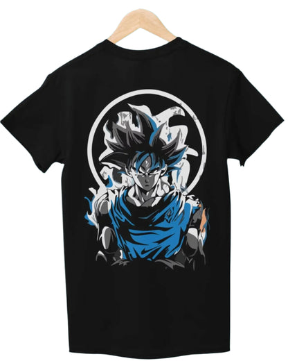 Goku Ultra Instinct T-Shirt Power Unleashed in Black with Back View.
