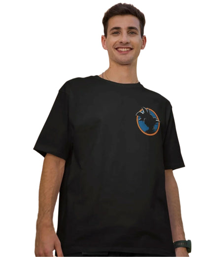 Goku Ultra Instinct T-Shirt Power Unleashed in Black with Front View.