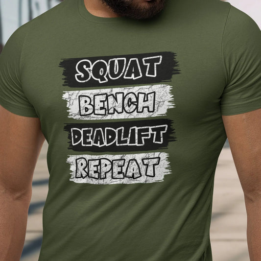 "Squat Bench Deadlift Repeat" Gym T-Shirt