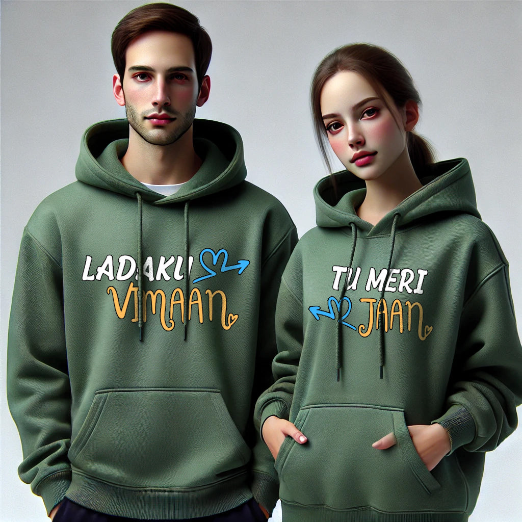 Ladaku Vimaan & Tu Meri Jaan Funny Couple Hoodies