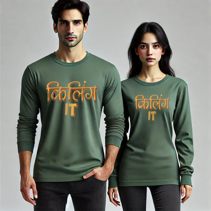 Killing It Funny Long Sleeve Couple T-Shirts