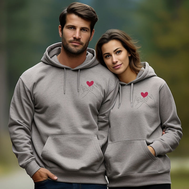 Grey Promise of Love Forever Couple Hoodies