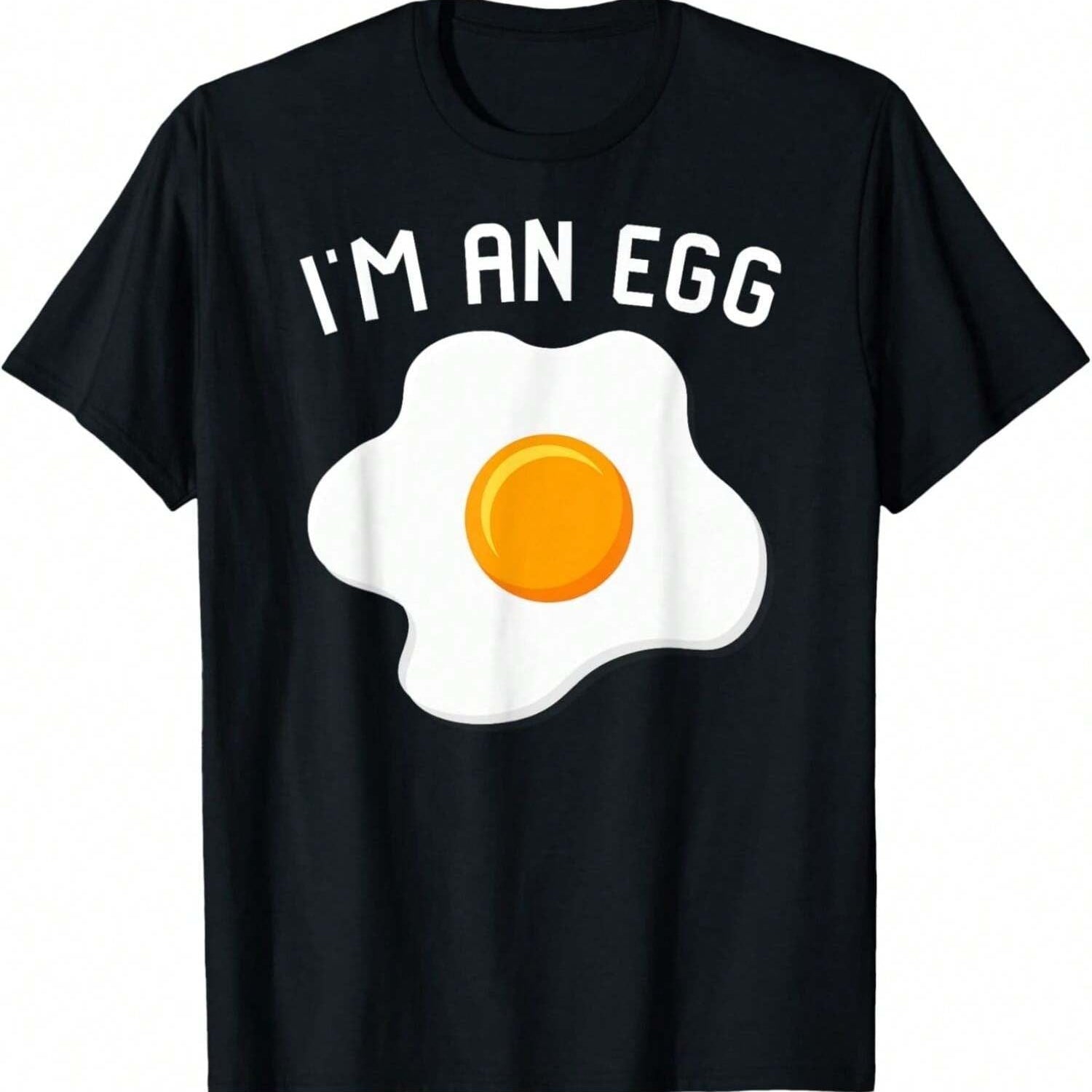 Black t-shirt with "I'm An Egg" text and a fried egg graphic.  A playful design for egg lovers with a sense of humor.