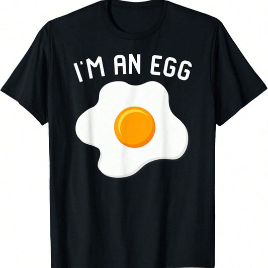 Black t-shirt with "I'm An Egg" text and a fried egg graphic.  A playful design for egg lovers with a sense of humor.