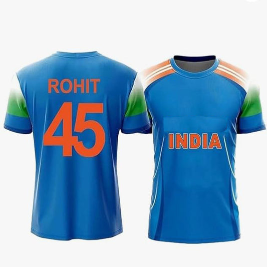 India Cricket Team T-Shirt featuring team colors.