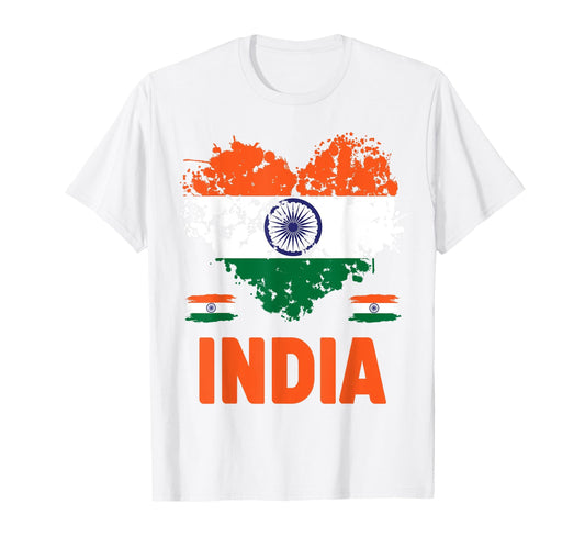 India Flag Heart t-shirt features a distinctive, high-quality print on quality fabric, showcasing our commitment to exceptional design and material excellence.