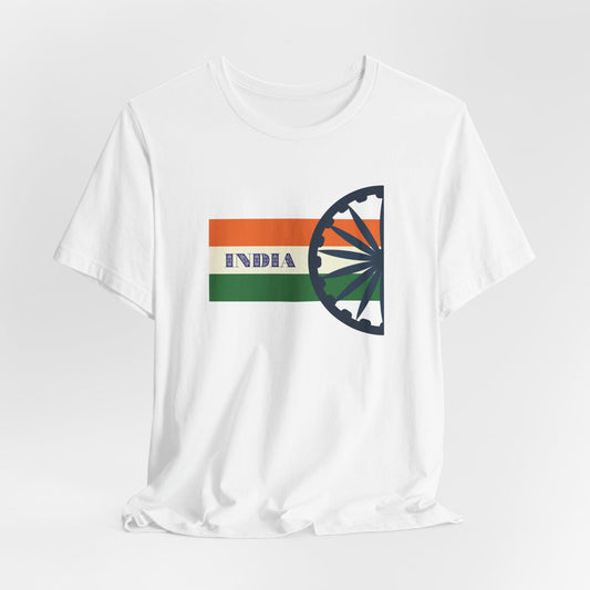 India Flag t-shirt features a distinctive, high-quality print on quality fabric, showcasing our commitment to exceptional design and material excellence.