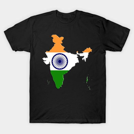 India map t-shirt features a unique, high-resolution patriotic design on quality black fabric, showcasing our distinct cultural style.