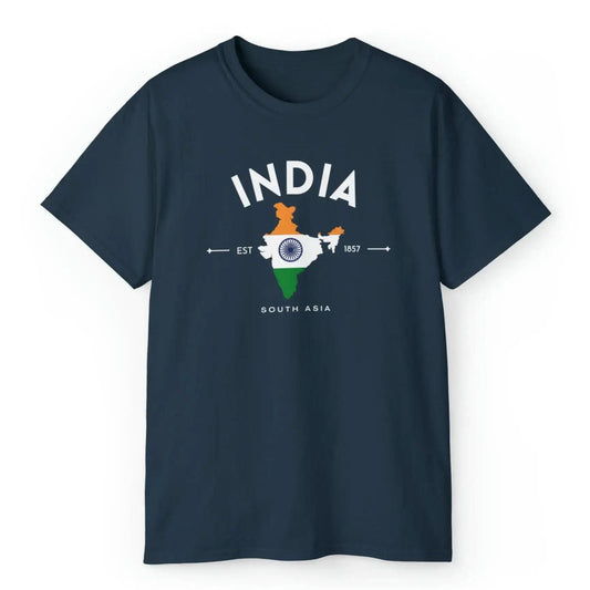 "India South Asia" t-shirt features a distinctive, high-quality print on quality fabric, showcasing our commitment to exceptional design and material excellence.