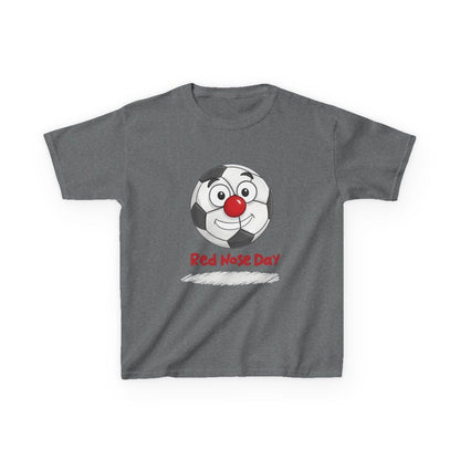 Kids' Light Dark Grey Nose Day Soccer Ball Graphic T-shirt.