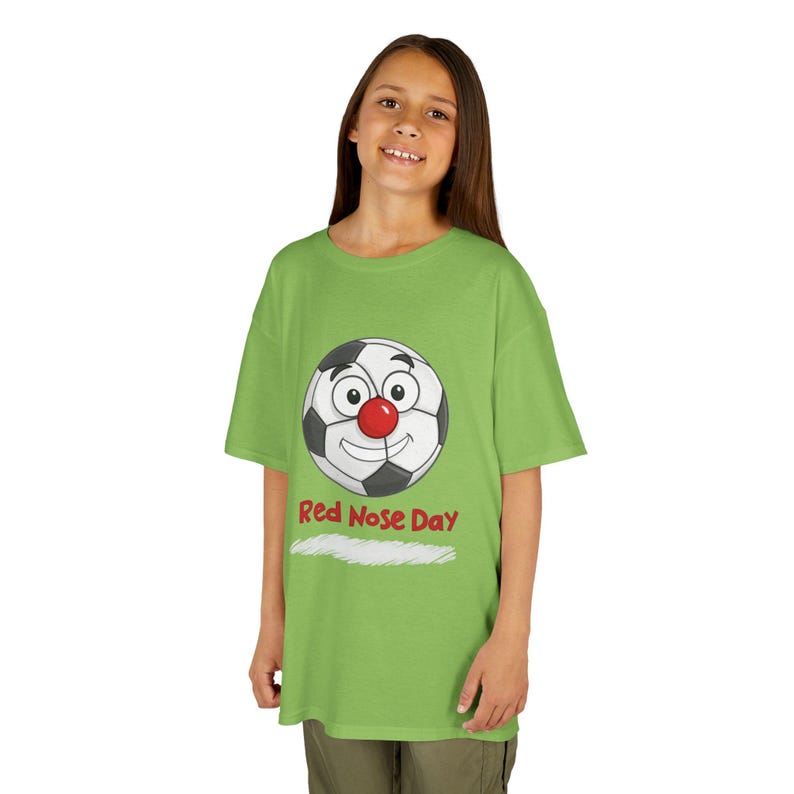 Kids' Light Green Red Nose Day Soccer Ball Graphic T-shirt
