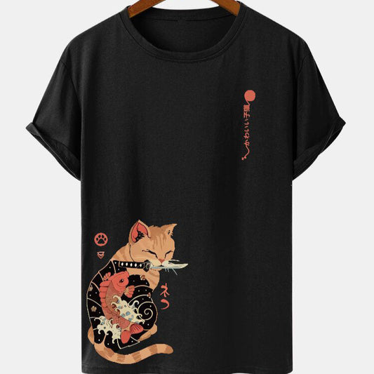 Our Koi Cat Noir t-shirt boasts an exclusive, high-resolution print, setting the benchmark for artistic t-shirt quality.