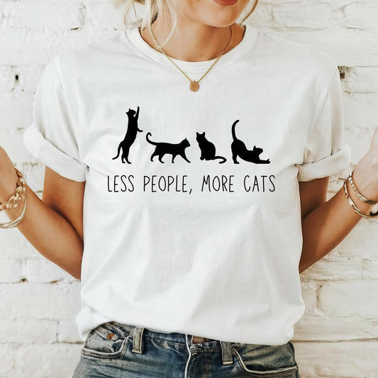 "Less People, More Cats" t-shirt features a distinctive, high-quality print on premium fabric, showcasing our commitment to exceptional design and material excellence.