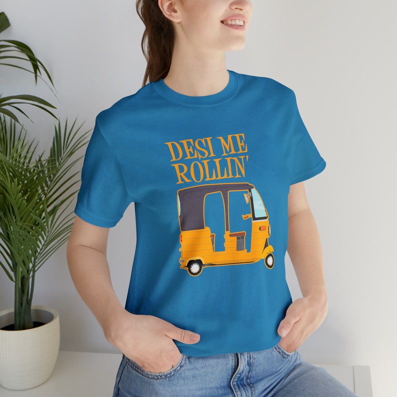 Light Blue "Desi Me Rollin'" Auto Rickshaw Graphic T-shirt