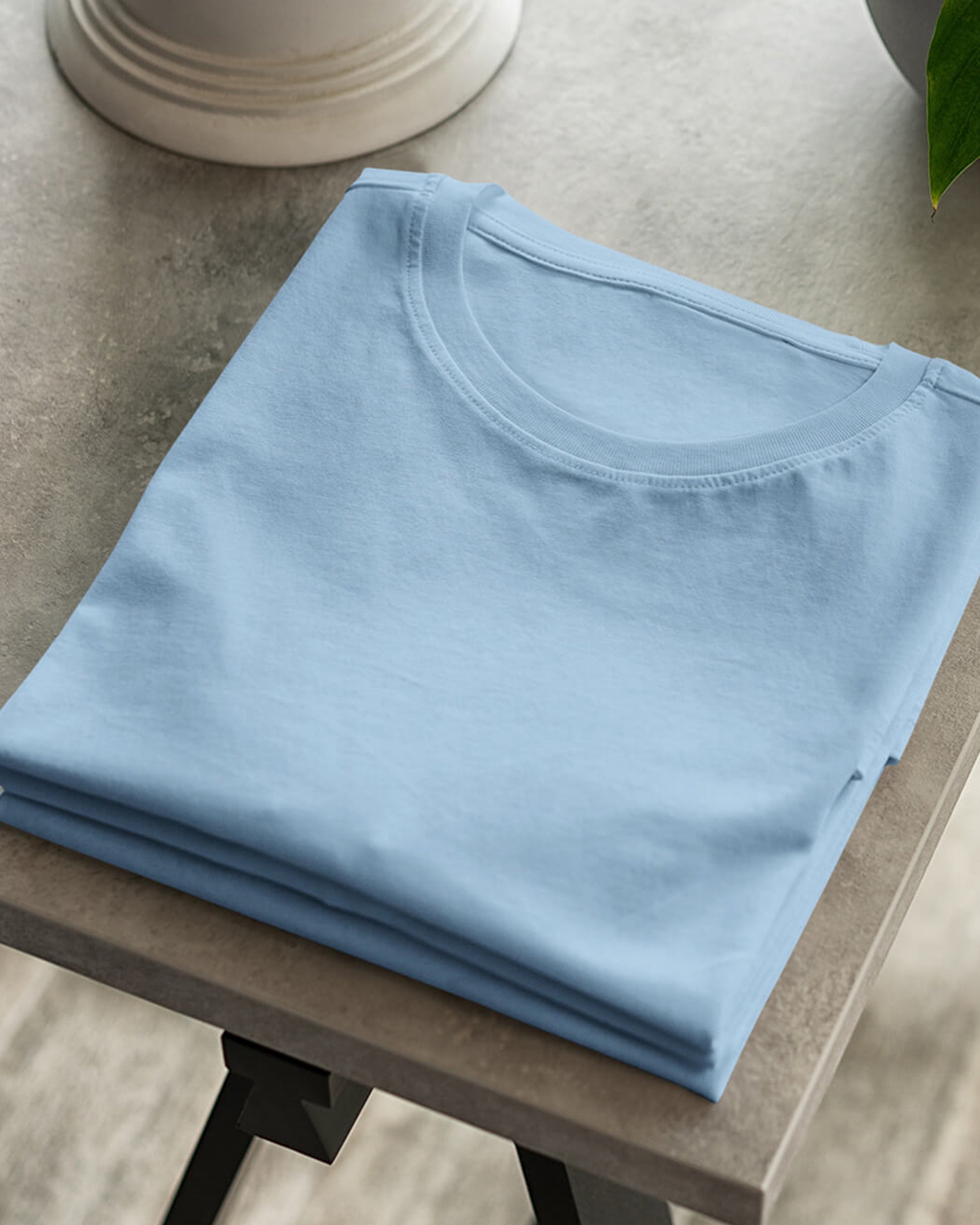 Light Blue Oversized T-Shirt Casual Style Folded